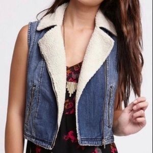 Bullhead PacSun Sherpa Moto Jean Denim Vest XS